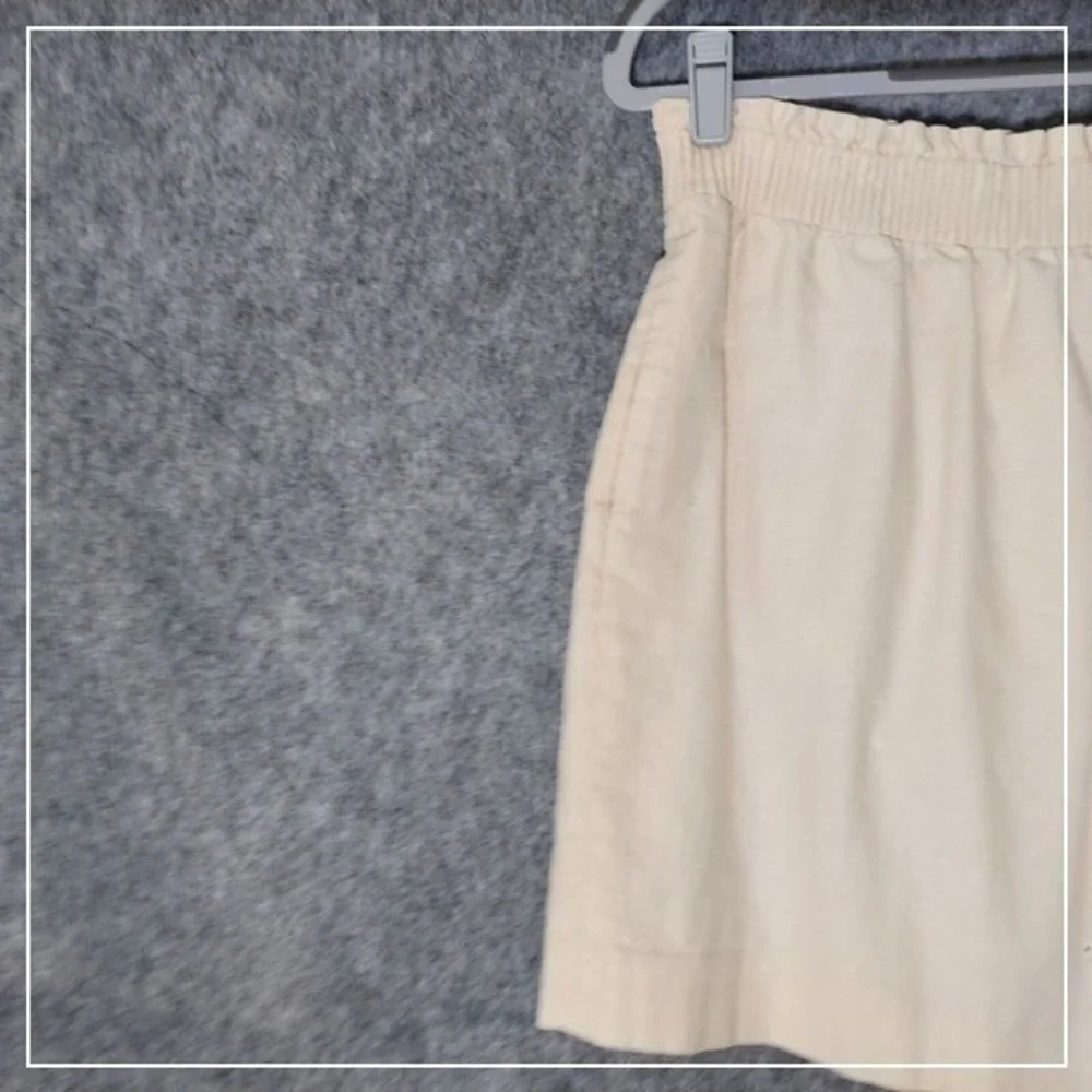 J.Crew Skirt Women 6‎ Beige Linen Paperbag Scallop Pocket Coastal Resort Mini